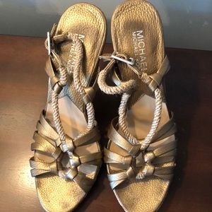Michael Kors Gold Shoes woth Cork Heel